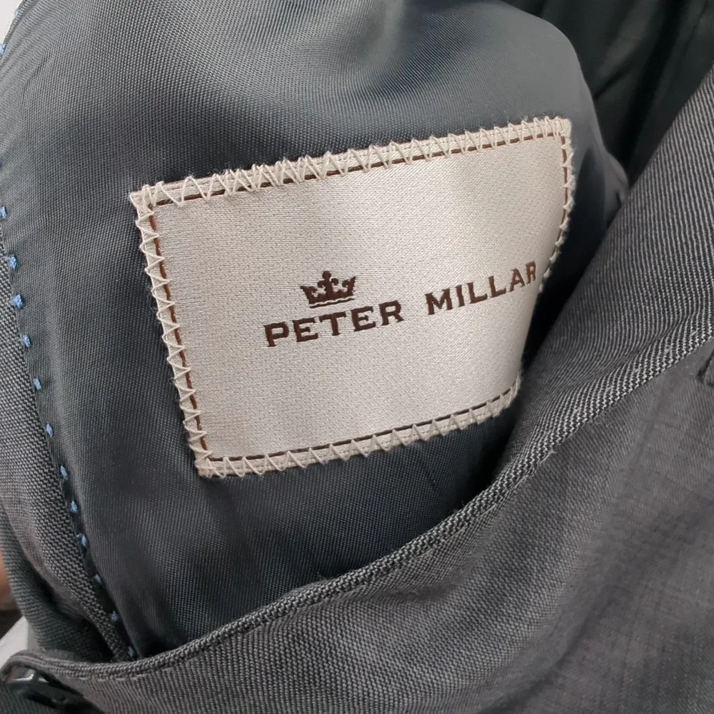 Peter Millar Blazer 44S Gray Wool Sport Coat Made in Canada Union Tailored‎ Mens